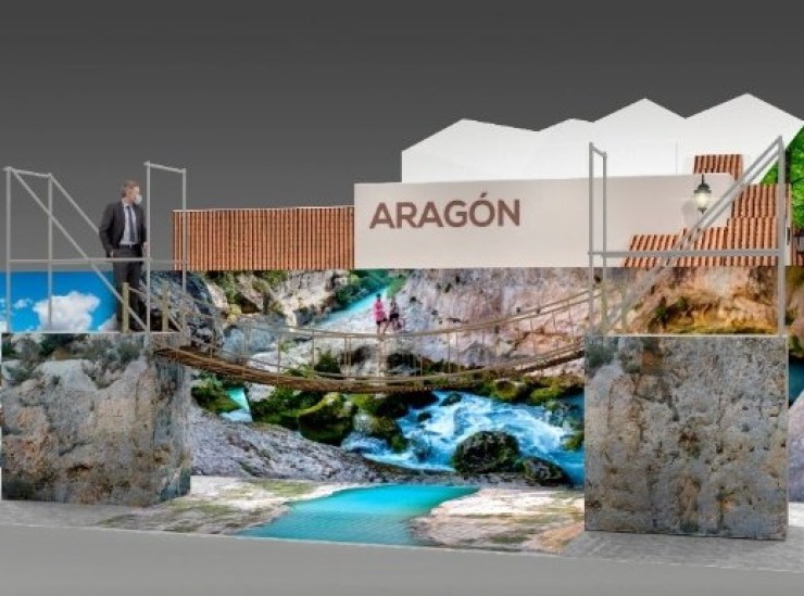 El puente tibetano es uno de los alicientes del expositor de Aragón en FITUR 2022.