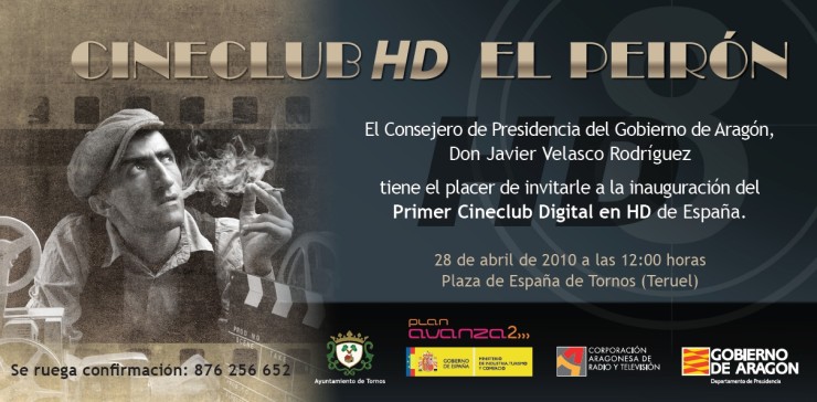 Invitación inauguración Cineclub El Peirón de Tornos