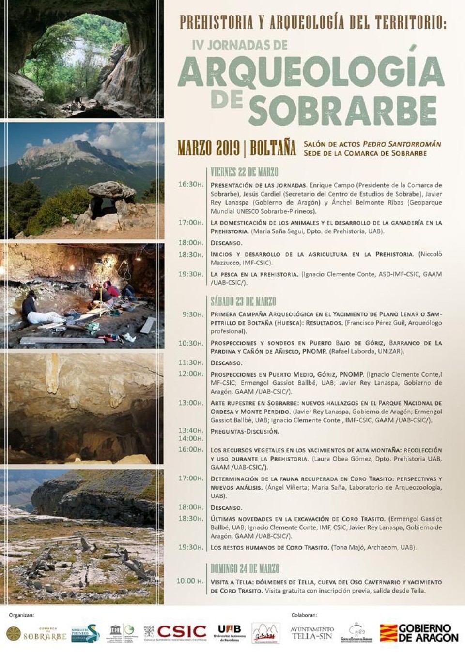 Imagen Programa de las IV Jornadas de Arqueología de Sobrarbe.