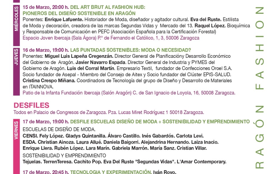 Imagen Programa Aragón Fashion Week 2023